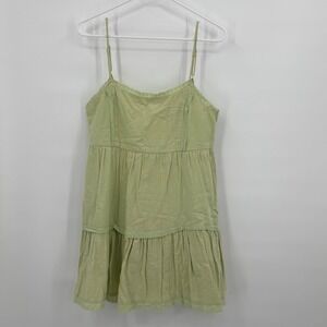 Kendall & Kylie Sage Green Tiered Babydoll Dress Eyelet Lace Trim Small